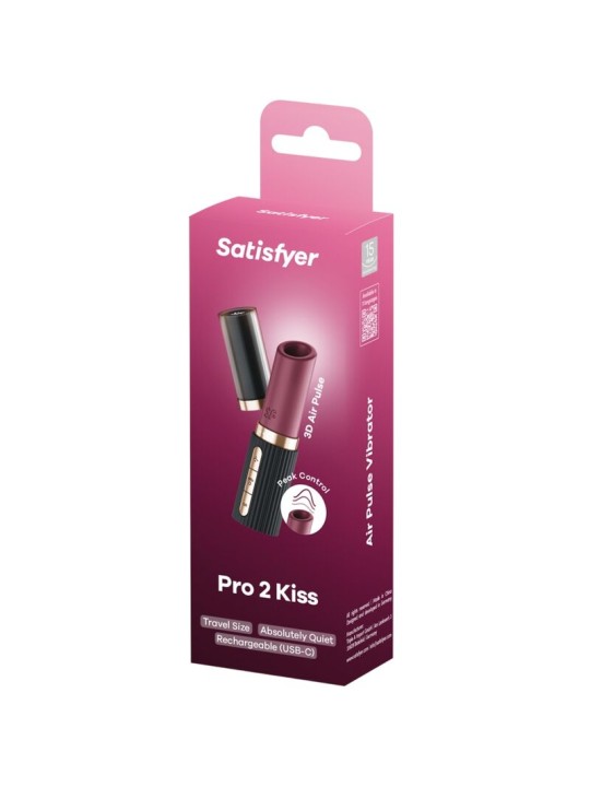 SATISFYER PRO 2 KISS ESTIMULADOR CLITORIS POR ONDAS GRANATE NEGRO