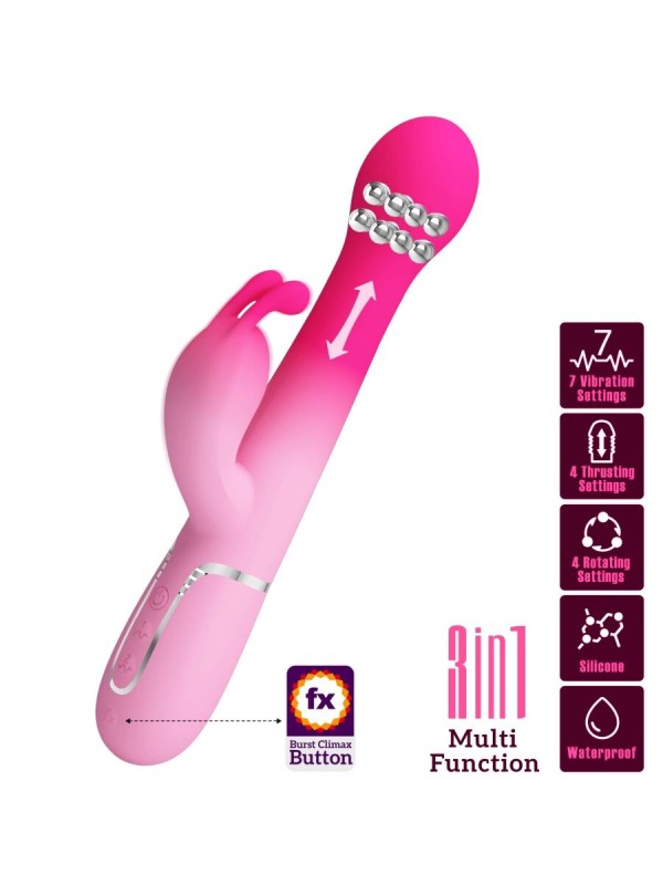 PRETTY LOVE DEJON VIBRADOR RABBIT 3 EN 1 MULTIFUNCION ROSA