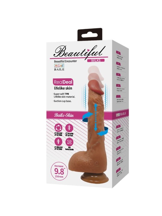 BAILE BEAUTIFUL WILKS VIBRADOR REALISTICO DE 5 CONFIGURACIONES 25 CM MULATO