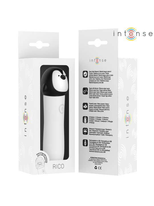 INTENSE RICO BALA VIBRADORA PINGUINO RECARGABLE USB 10 X 22 CM