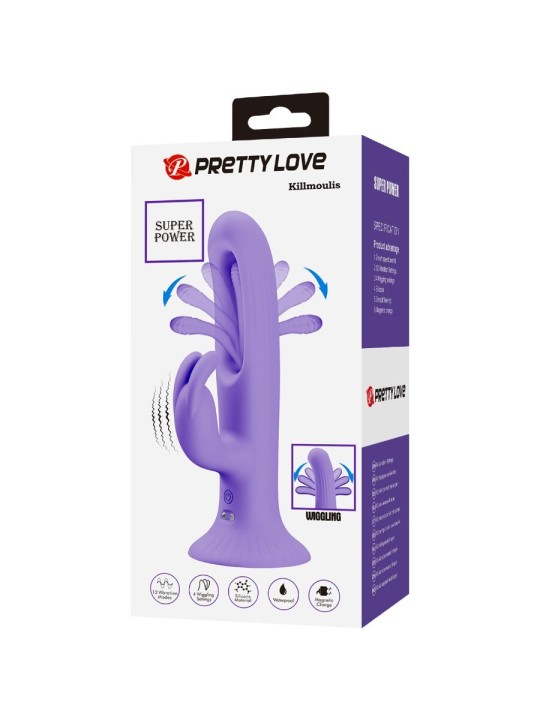 PRETTY LOVE KILLMOULIS VIBRADOR RABBIT 12 MODOS DE VIBRACION MORADO
