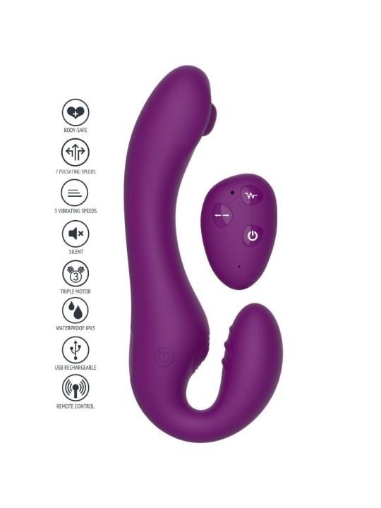 XOCOON STRAPLESS STRAP ON VIBRADOR 2 EN 1 CON CONTROL REMOTO MORADO
