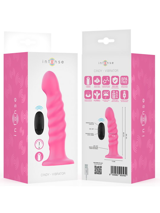 INTENSE CINDY VIBRADOR TALLA L DISENO EN ESPIRAL 10 VIBRACIONES ROSA CONTROL REMOTO