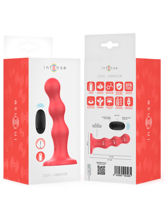 INTENSE CODY VIBRADOR CON VENTOSA ROJO CONTROL REMOTO