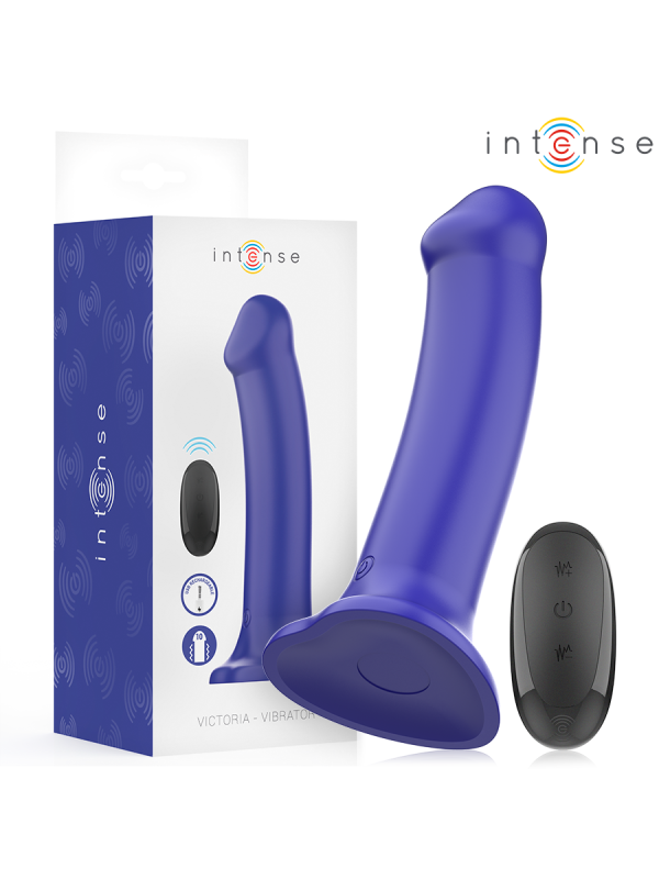 INTENSE VICTORIA VIBRADOR CON VENTOSA 10 VIBRACIONES AZUL OSCURO CONTROL REMOTO