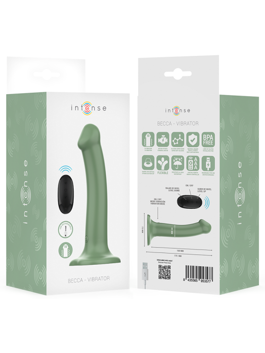 INTENSE BECCA VIBRADOR CON VENTOSA 10 VIBRACIONES VERDE CONTROL REMOTO