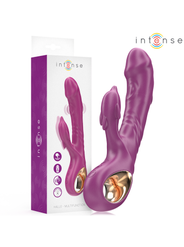 INTENSE HALLE VIBRADOR MULTIFUNCION CON LENGUA ESTIMULADORA EN FORMA DE DELFIN MORADO
