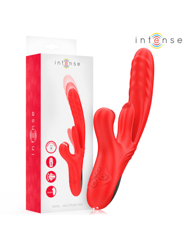 INTENSE KAROL VIBRADOR MULTIFUNCION EMPUJE ESTIMULACION ONDAS ESTIMULADORAS ROJO