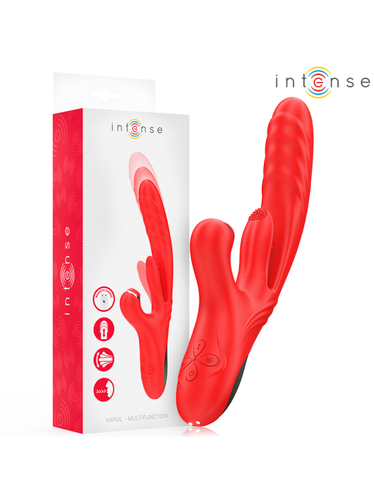 INTENSE KAROL VIBRADOR MULTIFUNCION EMPUJE ESTIMULACION ONDAS ESTIMULADORAS ROJO