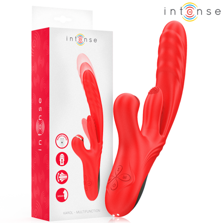 INTENSE KAROL VIBRADOR MULTIFUNCION EMPUJE ESTIMULACION ONDAS ESTIMULADORAS ROJO