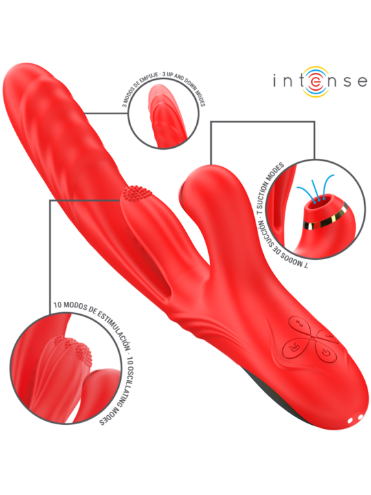 INTENSE KAROL VIBRADOR MULTIFUNCION EMPUJE ESTIMULACION ONDAS ESTIMULADORAS ROJO