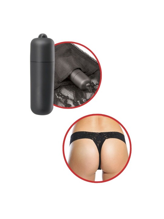 FETISH FANTASY SERIES TANGA DE ENCAJE NEGRO CON VIBRADOR