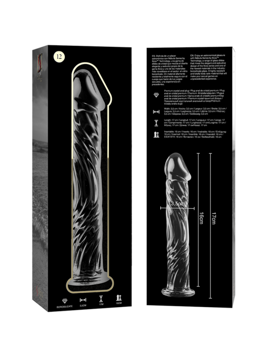 NEBULA SERIES BY IBIZA MODELO 12 DILDO CRISTAL TRANSPARENTE 17 CM O 35 CM