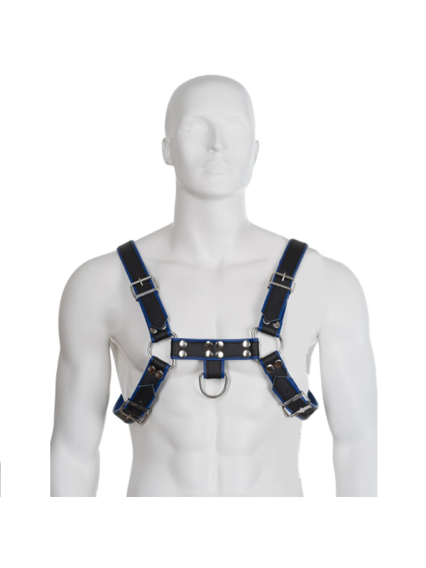 LEATHER BODY ARNES CUERO AZUL Y NEGRO CHEST BULLDOG