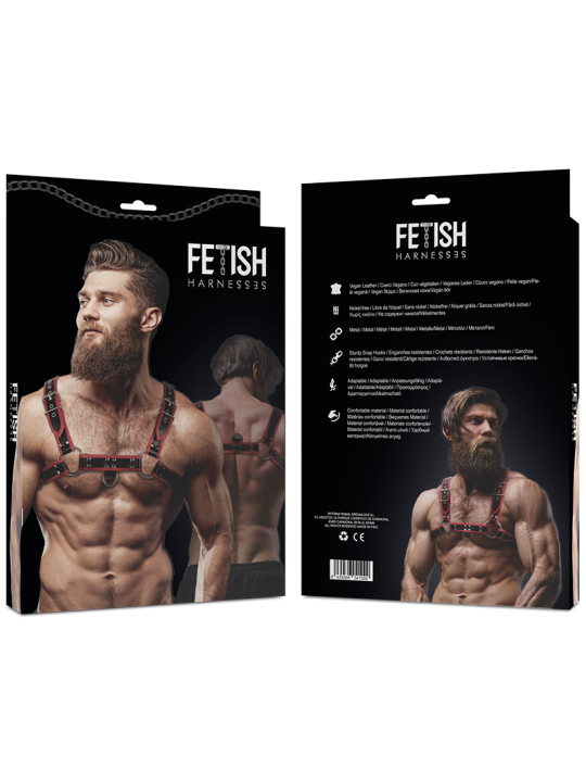 FETISH SUBMISSIVE ATTITUDE ARNES ECOPIEL PECHO HOMBRE NEGRO ROJO