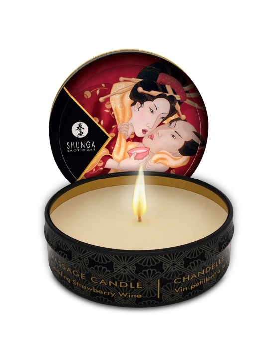 SHUNGA MINI CARESS BY CANDELIGHT VELA MASAJE FRESAS Y CAVA 30 ML