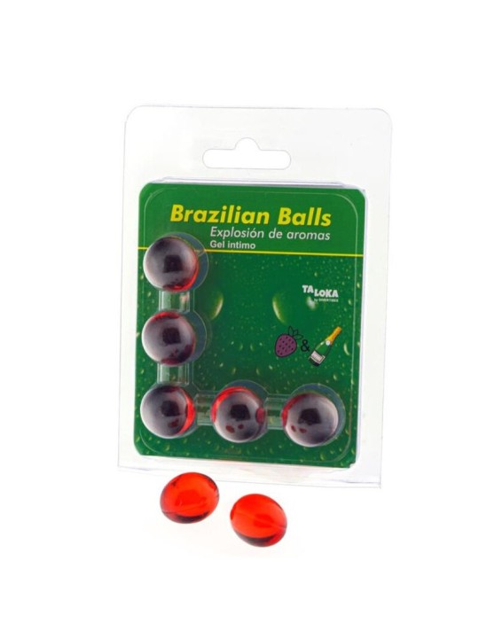 TALOKA BRAZILIAN BALLS GEL INTIMO FRESAS CHAMPN 5 BOLAS