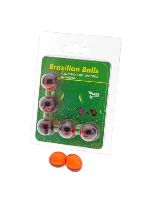 TALOKA BRAZILIAN BALLS GEL INTIMO FRESA CHOCOLATE 5 BOLAS