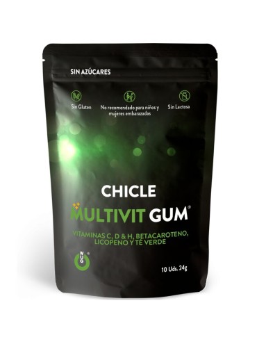 WUG GUM MULTIVIT CHICLE VITAMINA C H D BETACAROTENO LICOPENO Y TE VERDE 10 UNIDADES