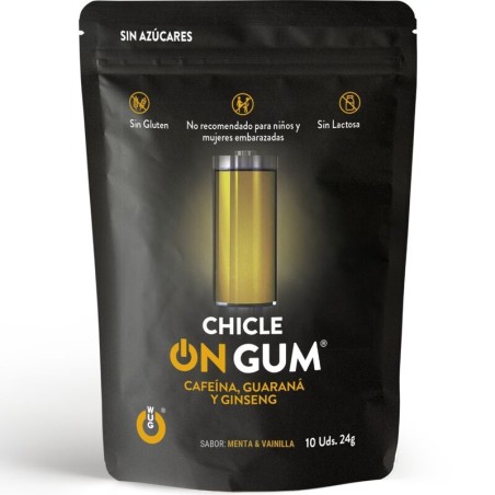WUG GUM ON CHICLE CAFEINA GINSENG Y GUARANA 10 UNIDADES
