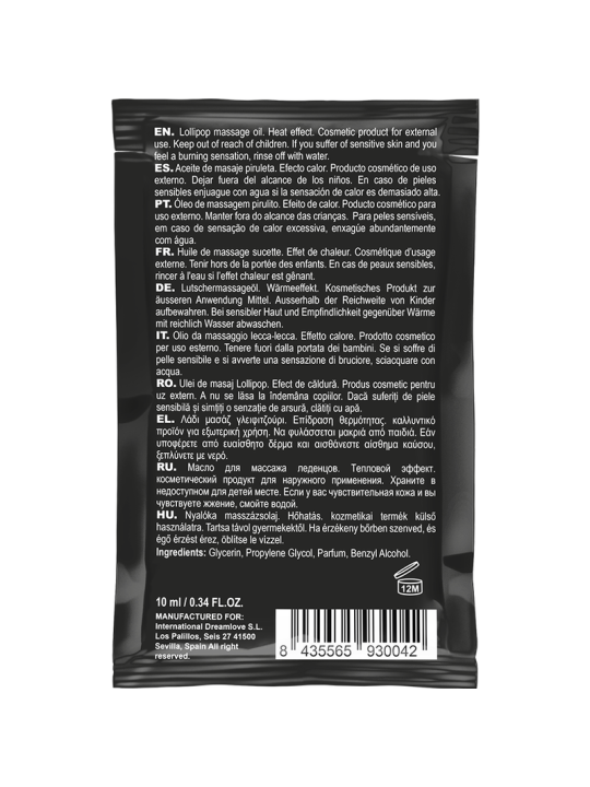 COQUETTE CHIC DESIRE POCKET ACEITE MASAJE KISSABLE EFECTO CALOR PIRULETA 10 ML