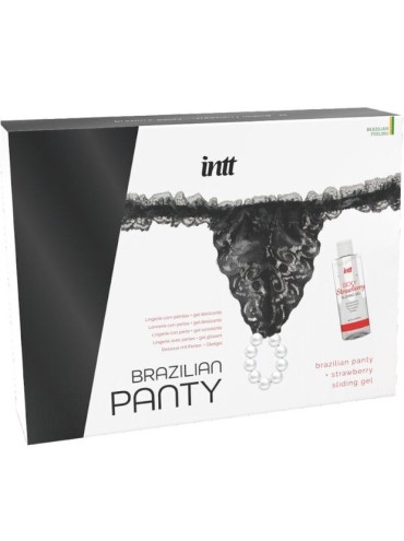 INTT RELEASES PANTY BRASILENA NEGRA CON PERLAS Y GEL LUBRICANTE 50 ML