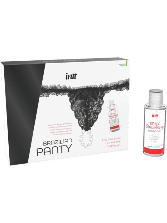 INTT RELEASES PANTY BRASILENA NEGRA CON PERLAS Y GEL LUBRICANTE 50 ML