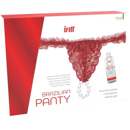 INTT RELEASES PANTY BRASILENO ROJA CON PERLAS Y GEL LUBRICANTE 50 ML