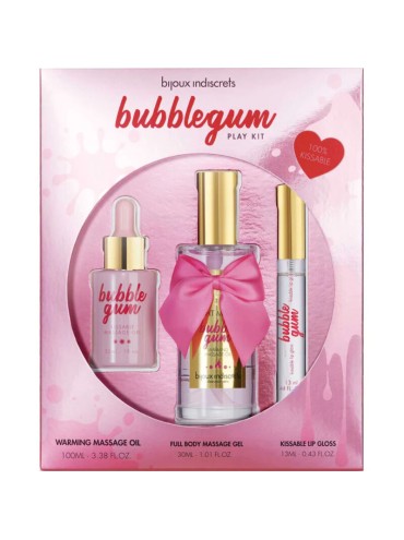 BIJOUX INDISCRETS BUBBLEGUM PLAY KIT CON ACEITE GEL BRILLO DE LABIOS