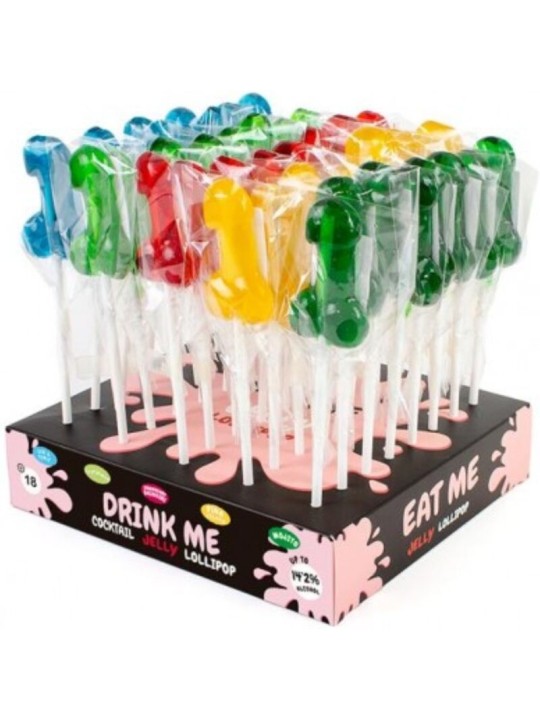 SECRETPLAY EXPOSITOR SURTIDO PIRULETAS PENE CON ALCOHOL 40 UNIDADES