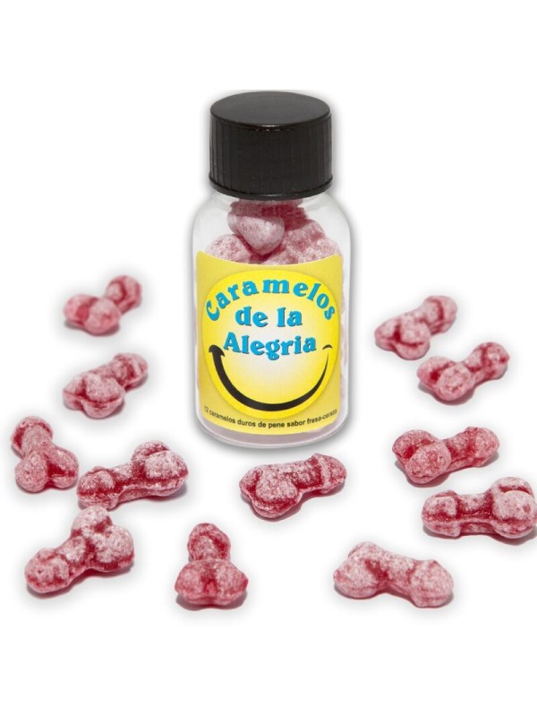 DIABLO PICANTE 12 CARAMELOS DE LA ALEGRIA FORMA PENE FRESA CEREZA