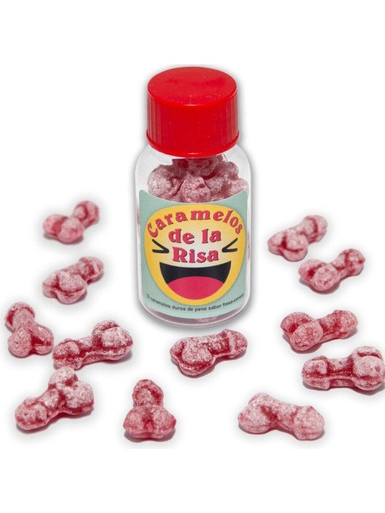 DIABLO PICANTE 12 CARAMELOS DE LA RISA FORMA PENE FRESA CEREZA
