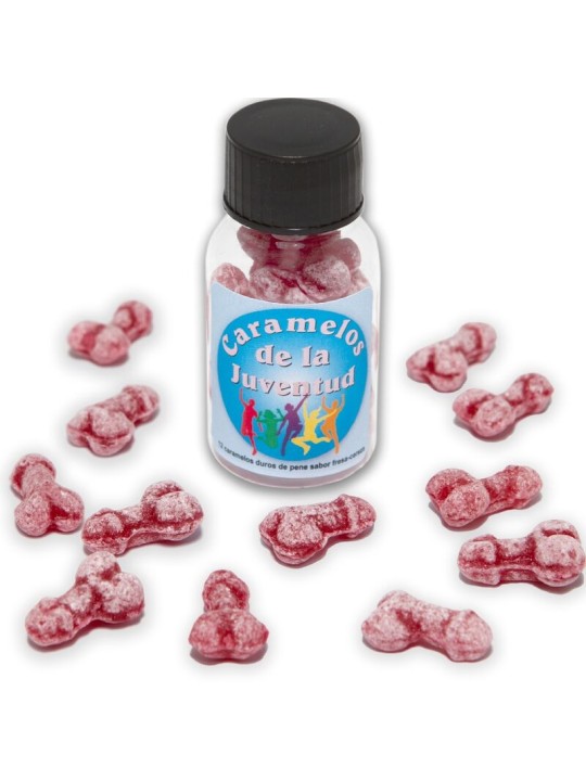 DIABLO PICANTE 12 CARAMELOS DE LA JUVENTUD FORMA PENE FRESA CEREZA