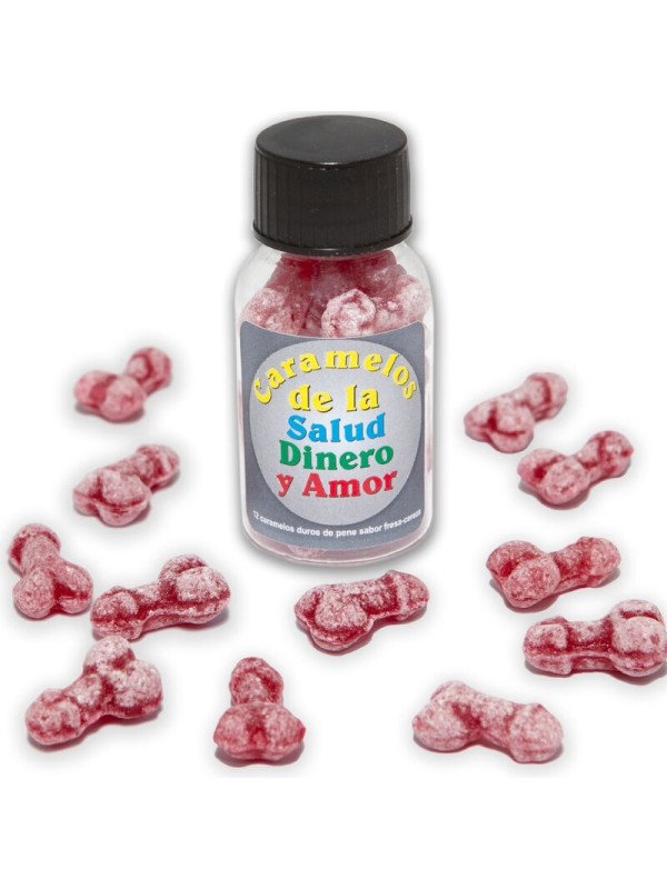DIABLO PICANTE 12 CARAMELOS DE LA SALUD DINERO AMOR FORMA PENE FRESA CEREZA