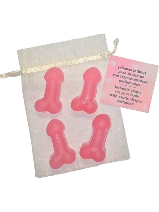 DIABLO PICANTE 4 MINI JABONES PERFUMADOS FORMA PENE ROSA