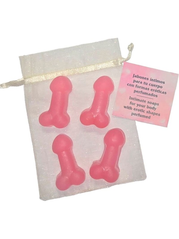 DIABLO PICANTE 4 MINI JABONES PERFUMADOS FORMA PENE ROSA