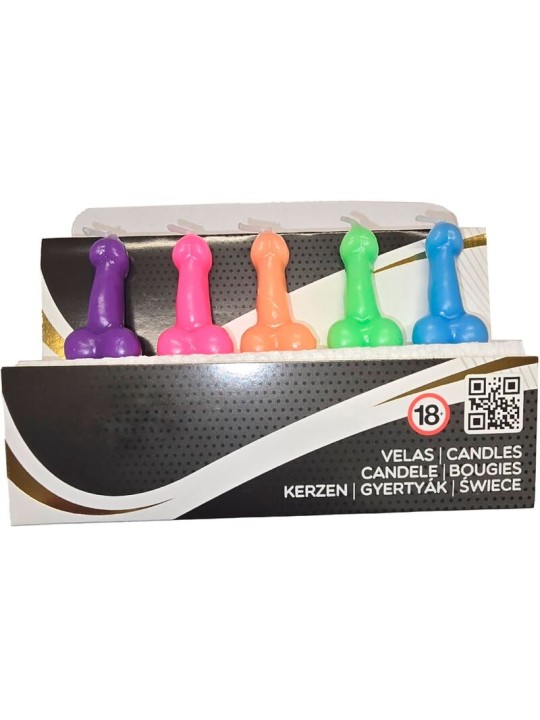 DIABLO PICANTE CAJA 5 VELAS FORMA PENE DIFERENTES COLORES