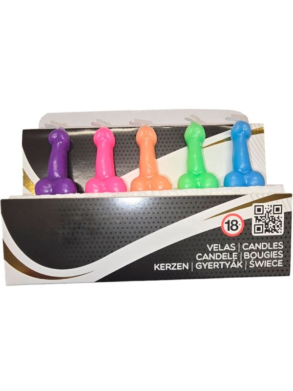 DIABLO PICANTE CAJA 5 VELAS FORMA PENE DIFERENTES COLORES