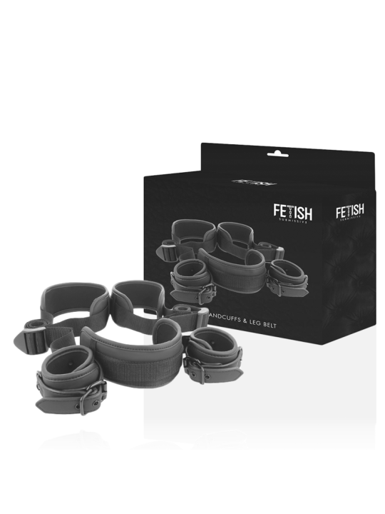 FETISH SUBMISSIVE POSICION PIERNAS ABIERTAS CON ESPOSAS CON FORRO DE NEOPRENO