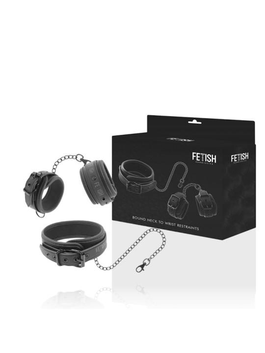 FETISH SUBMISSIVE COLLAR Y ESPOSAS CUERO VEGANO CON FORRO DE NEOPRENO