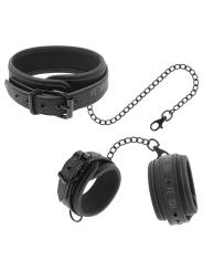FETISH SUBMISSIVE COLLAR Y ESPOSAS CUERO VEGANO CON FORRO DE NEOPRENO