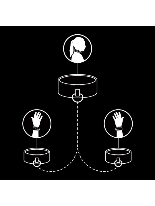 FETISH SUBMISSIVE COLLAR Y ESPOSAS CUERO VEGANO CON FORRO DE NEOPRENO