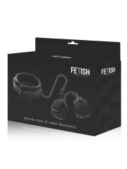 FETISH SUBMISSIVE COLLAR Y ESPOSAS CUERO VEGANO CON FORRO DE NEOPRENO
