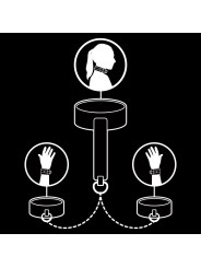 FETISH SUBMISSIVE COLLAR Y ESPOSAS CUERO VEGANO CON FORRO DE NEOPRENO
