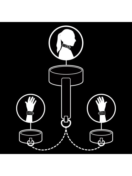 FETISH SUBMISSIVE COLLAR Y ESPOSAS CUERO VEGANO CON FORRO DE NEOPRENO