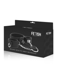 FETISH SUBMISSIVE COLLAR Y ESPOSAS CUERO VEGANO CON FORRO DE NEOPRENO