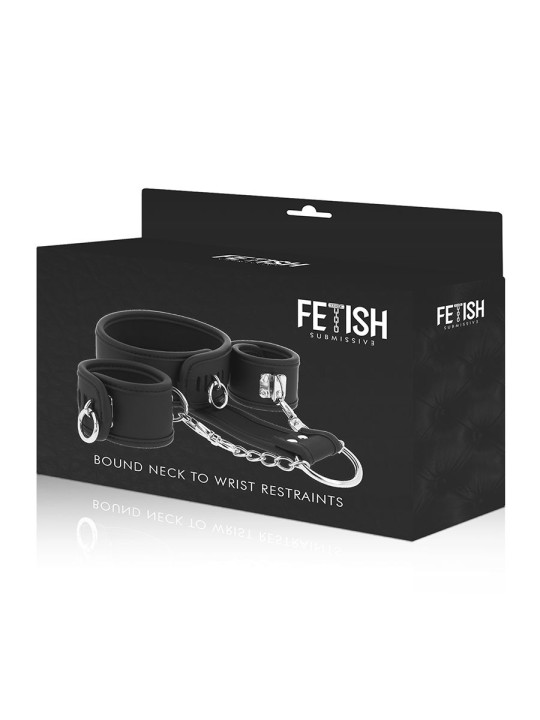 FETISH SUBMISSIVE COLLAR Y ESPOSAS CUERO VEGANO CON FORRO DE NEOPRENO