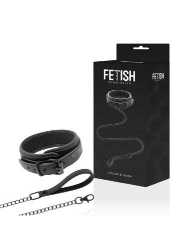 FETISH SUBMISSIVE COLLAR CON CADENA CON FORRO DE NEOPRENO