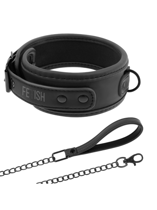 FETISH SUBMISSIVE COLLAR CON CADENA CON FORRO DE NEOPRENO
