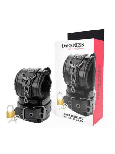 DARKNESS ESPOSAS CUERO AJUSTABLES MANOS NEGRO CON CANDADO